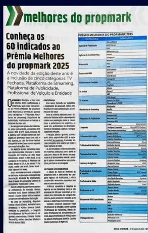 Reconhecida pelo Propmark entre os principais profissionais de mídia do Brasil em 2025